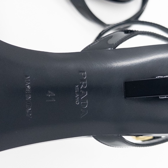 Prada Sandali Ankle Strap Black Patent Leather Stiletto Heels. Size 41 EU - Picture 7 of 8